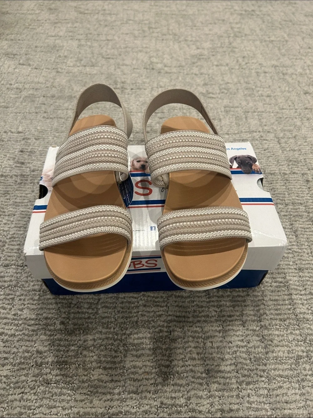 Skechers Women's Bobs Desert Kiss Low - Breezy Stripe Tan 6.5